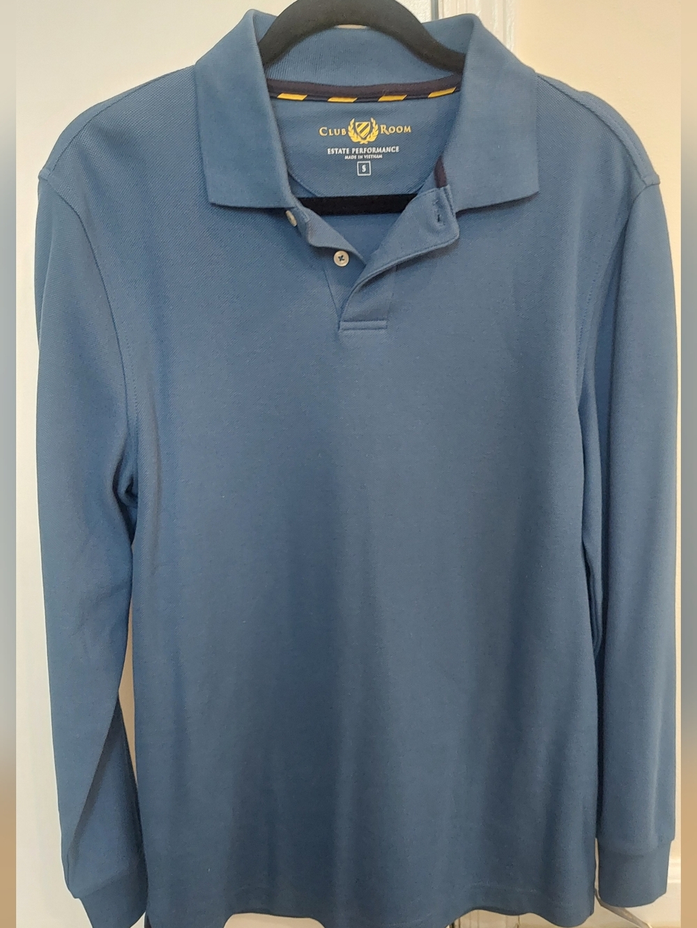Club Room Men's Long-Sleeve Polo in Slate Blue